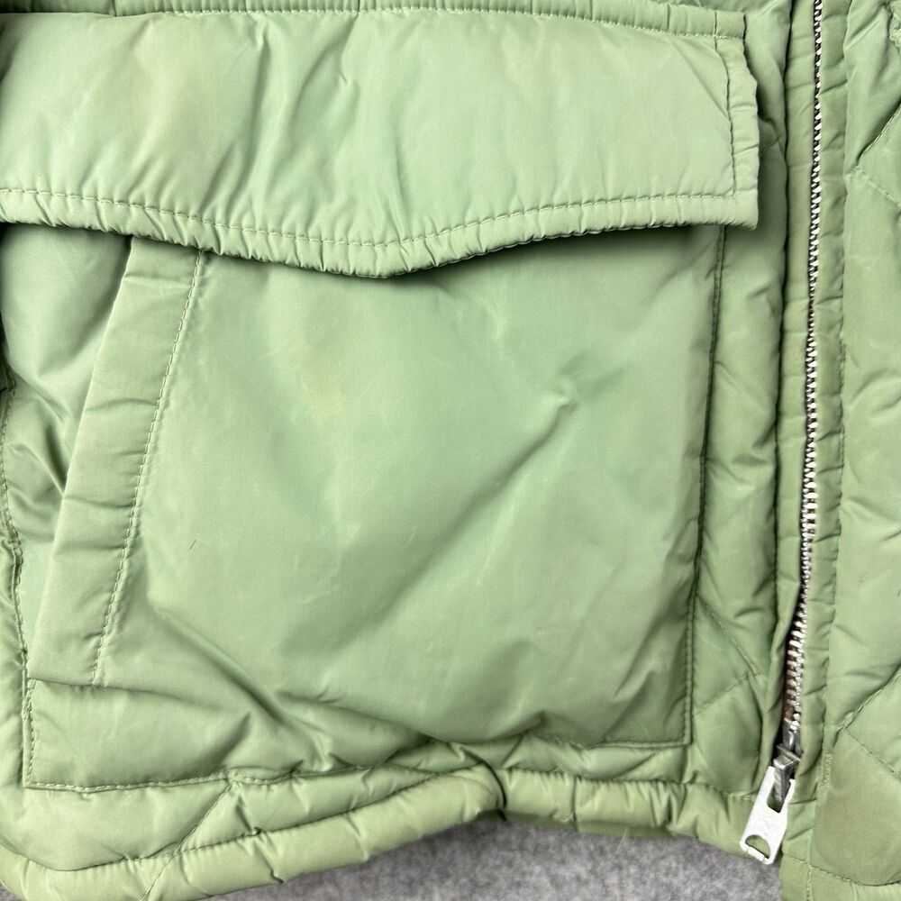 VTG Tempco Goose Down Jacket Mens 44 Green Fur Collar Quilted Talon Zip READ* - Picture 5 of 16